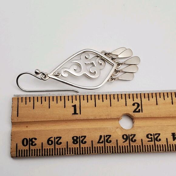 Silpada Sterling Silver 925 Scroll Dangle Earrings Cha Cha Style Fringe W1196 - Picture 6 of 7